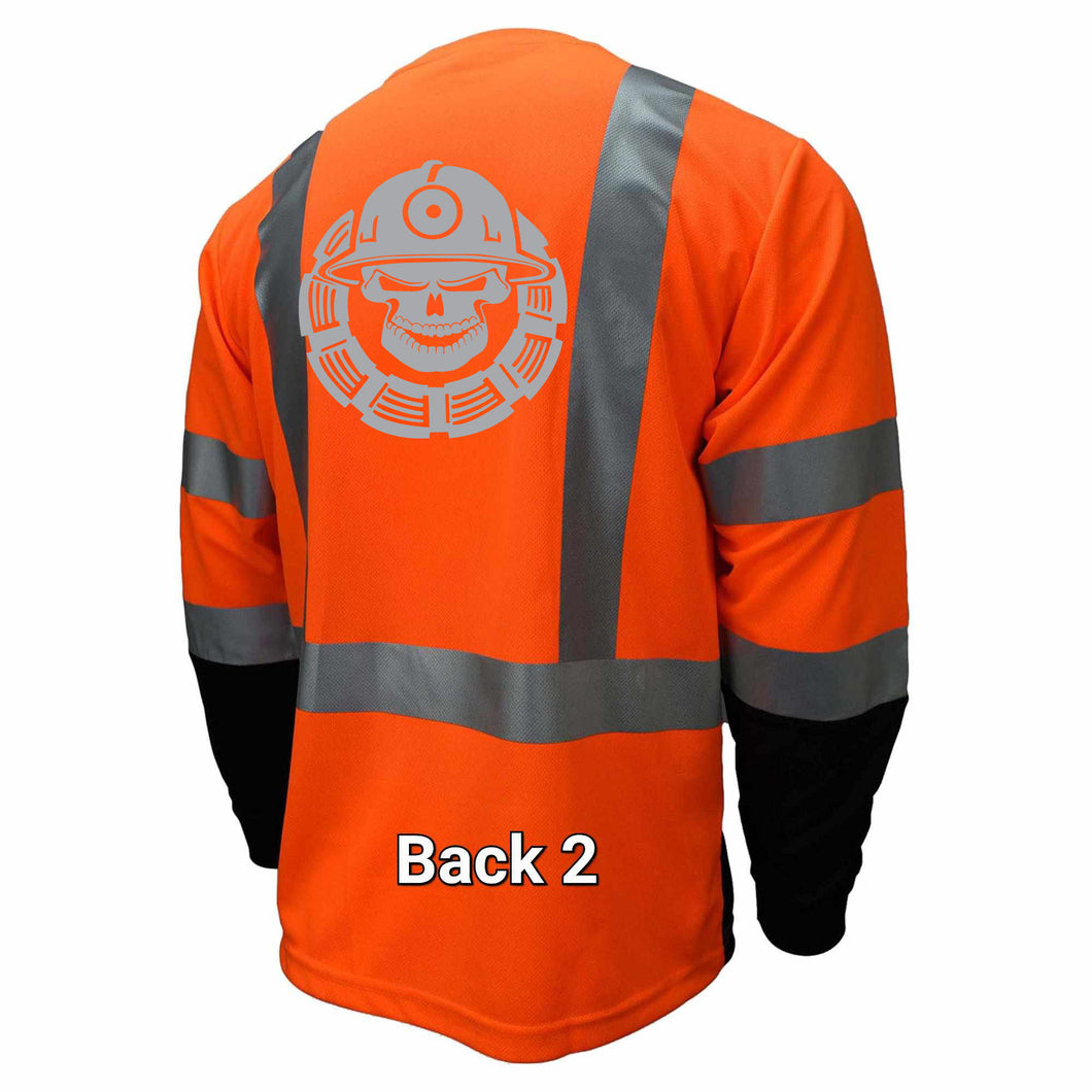 Driller to the Core™ Radians Safety Shirt with Reflective Skull Black Bottom/Sleeve