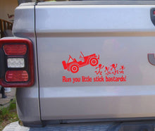 Load image into Gallery viewer, Jeep running over stick figures decal
