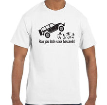 Load image into Gallery viewer, Jeep JK running over stick figures shirt
