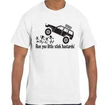 Load image into Gallery viewer, Jeep XJ running over stick figures shirt
