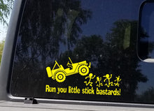 Load image into Gallery viewer, Jeep running over stick figures decal
